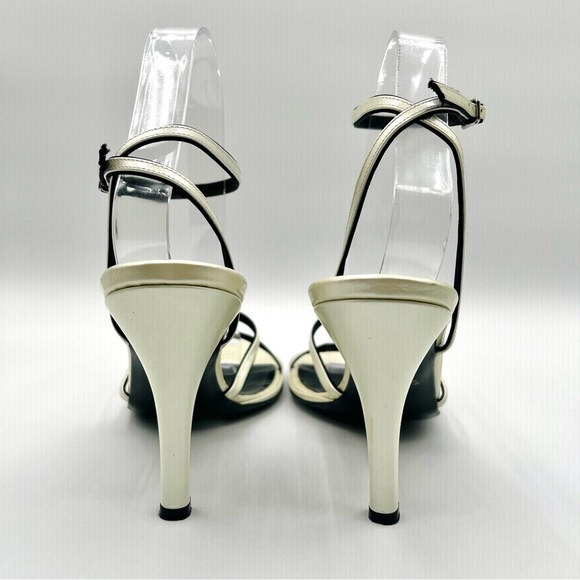 CASADEI LEATHER CREAM HEELS STRAPPY SANDALS ANKLE SHOES MADE IN ITALY WOMAN 9 - Picture 6 of 15
